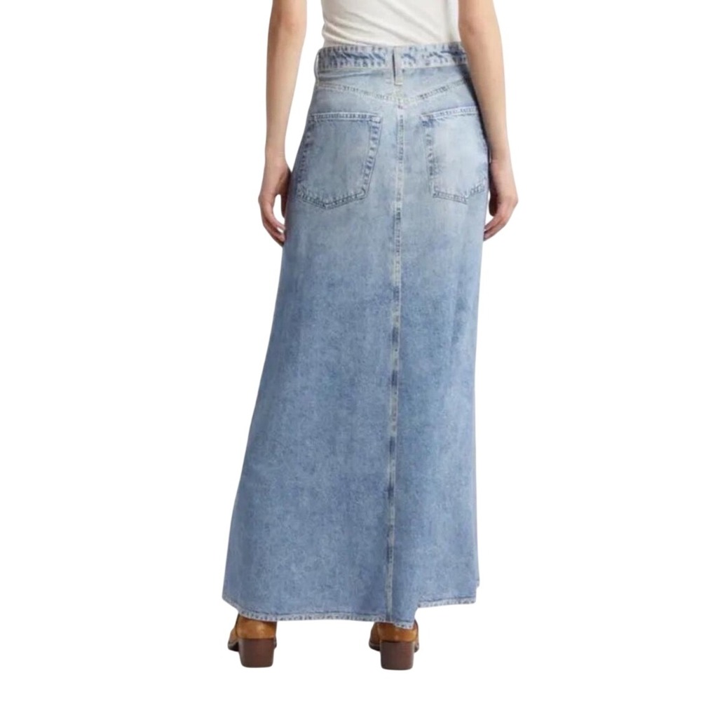 Rag & Bone Miramar Tulip Maxi Skirt Size 24 Faux Denim Tencel - Picture 3 of 16